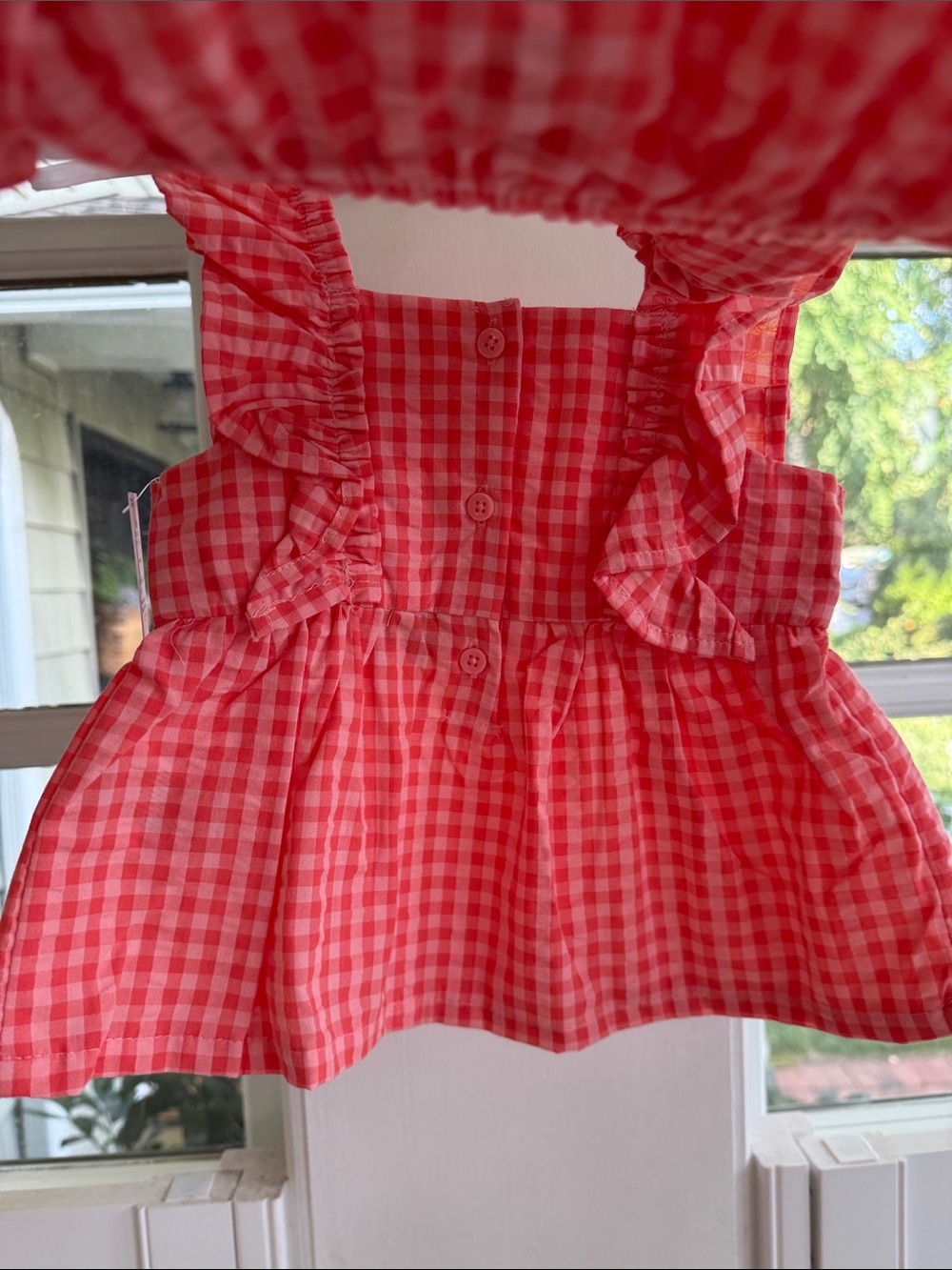 NWT Carter's Pink-Red Gingham Ruffle Bubble Romper and Bloomers - Picture 6 of 6